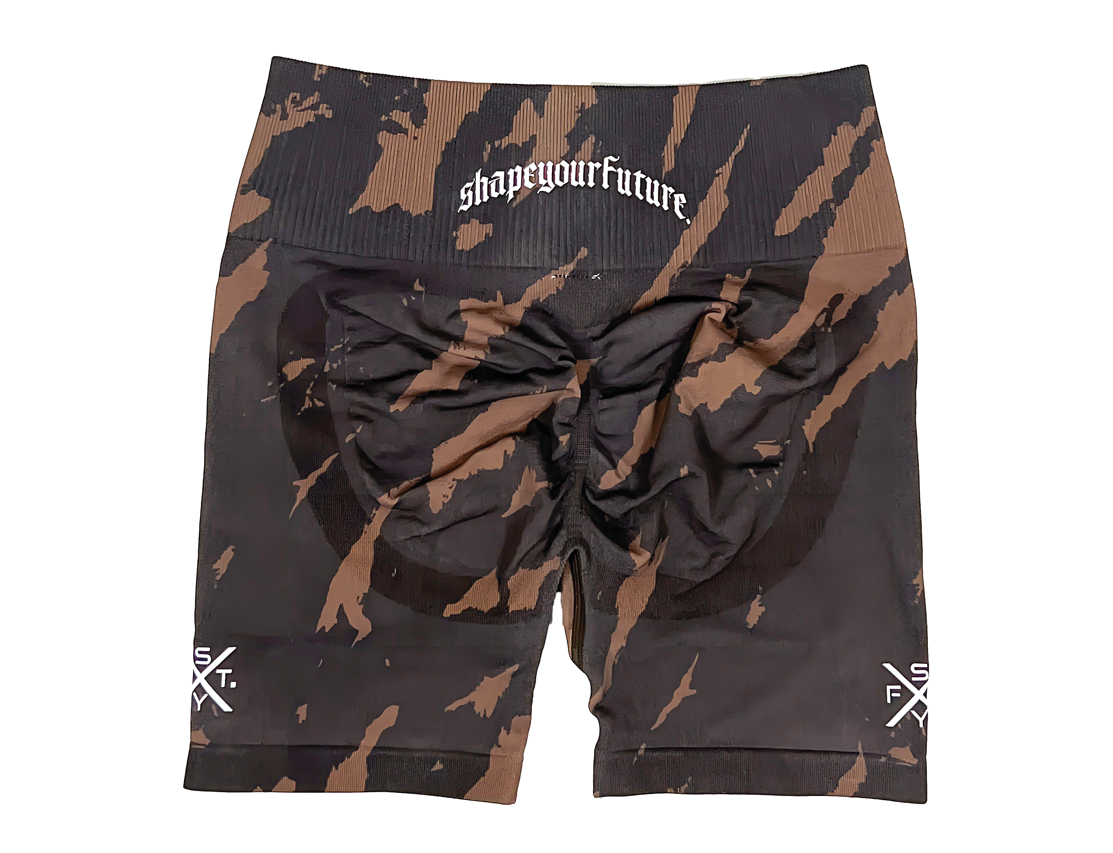 WOODLAND SEAMLESS SHORTS 4" IN  BLACK BROWN CAMO