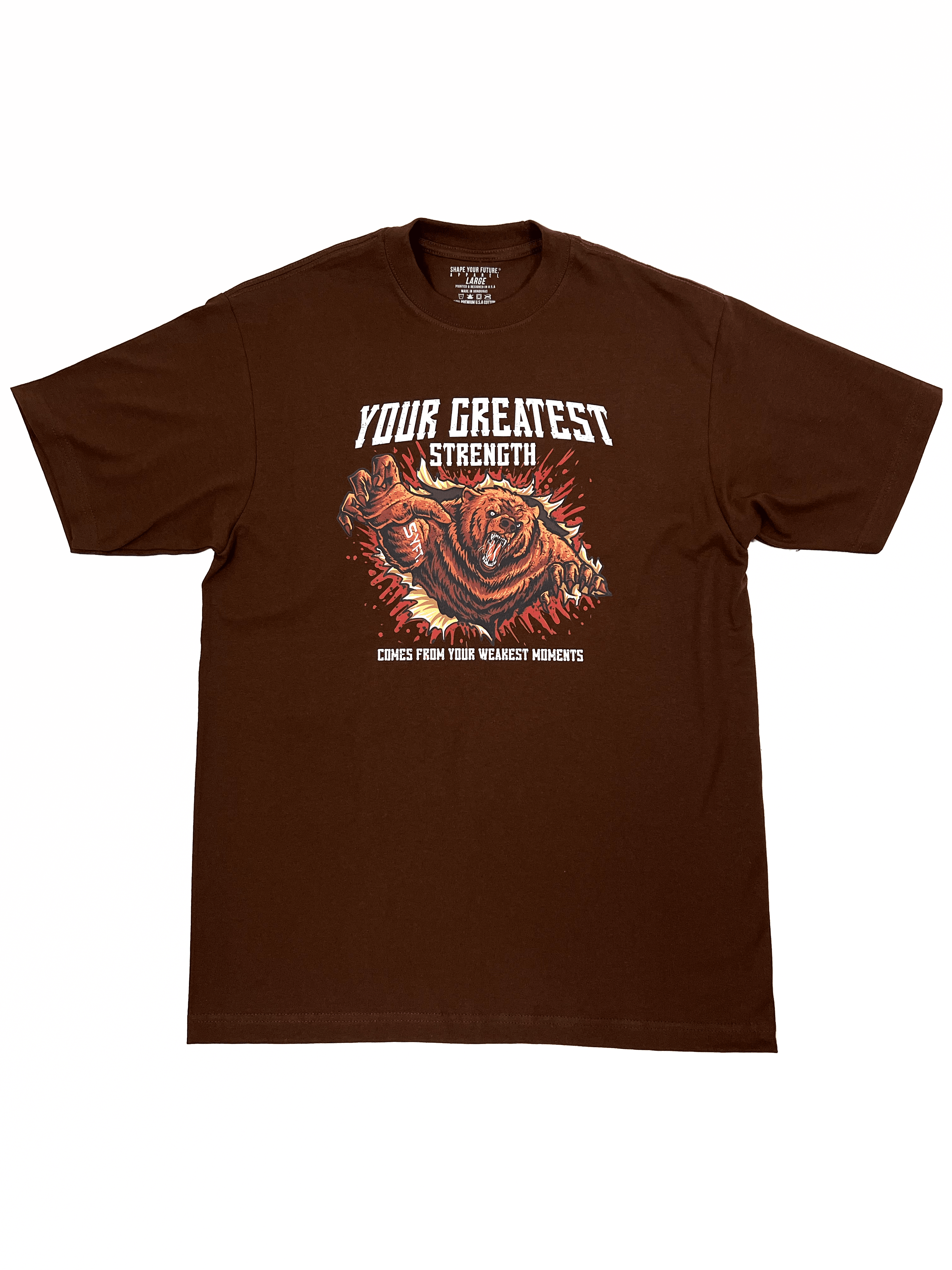 GREATEST STRENGTH TEE - BROWN - Shape Your Future. Apparel