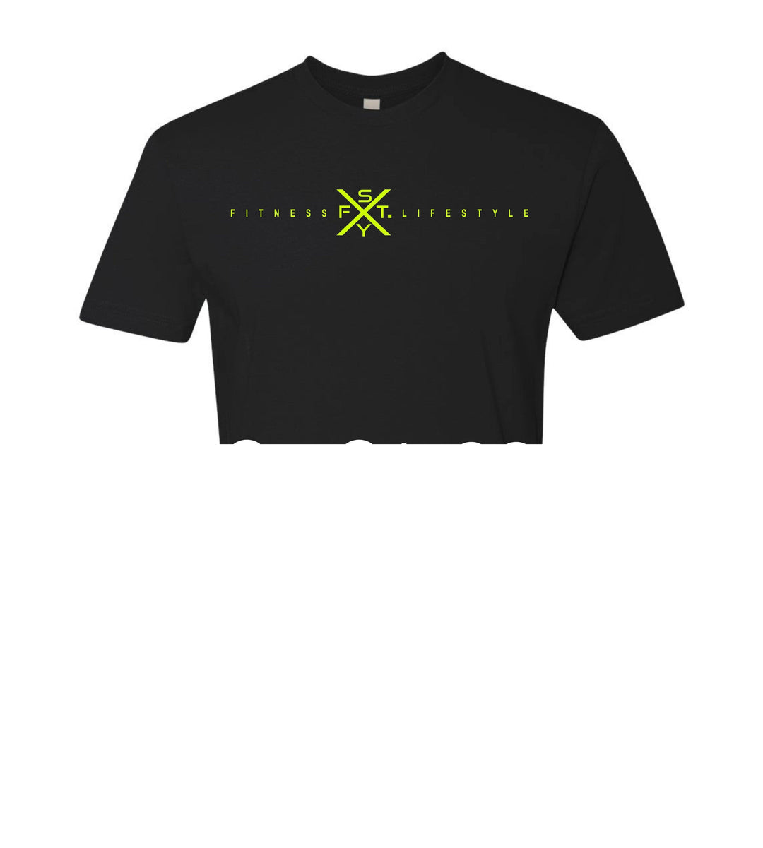 FITNESS X LIFESTYLE CROP TEE - BLACK / NEON YELLOW - Shape Your Future. Apparel