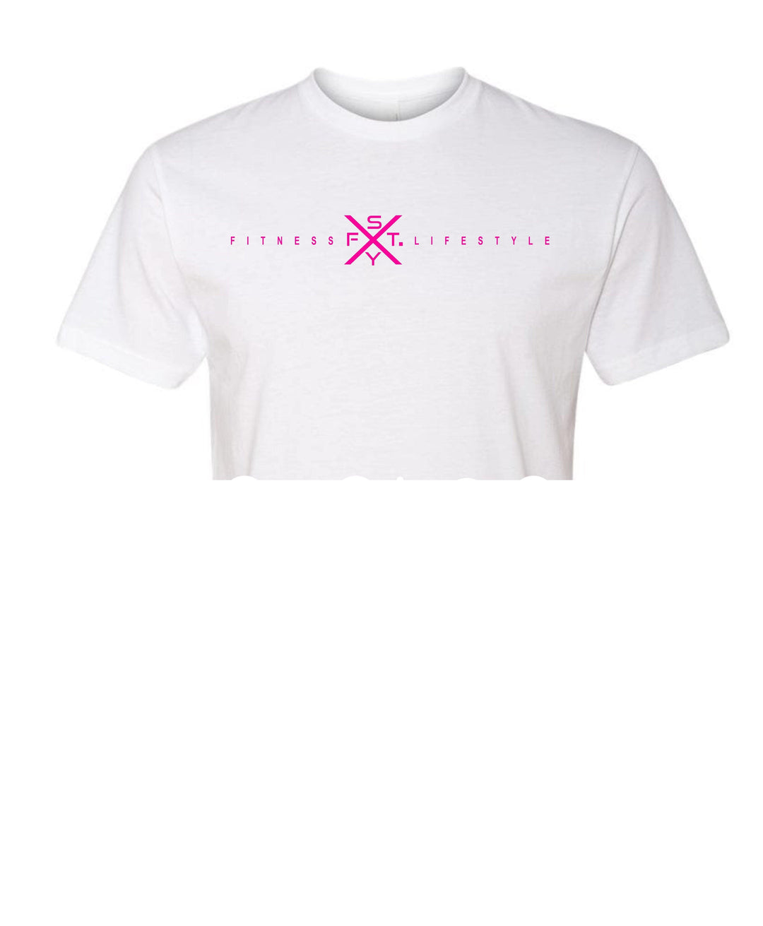 FITNESS X LIFESTYLE CROP TEE - WHITE / NEON PINK - Shape Your Future. Apparel