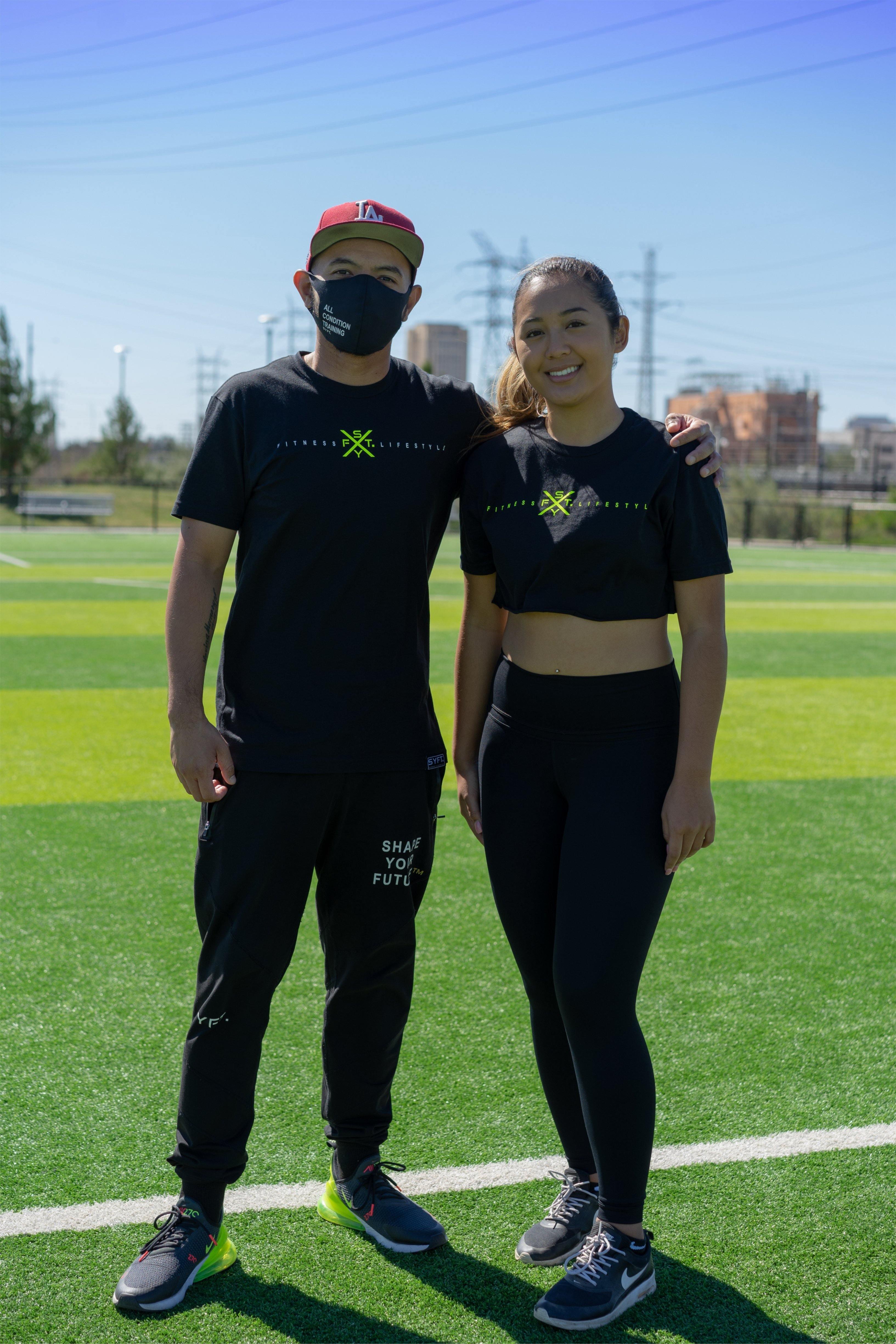 FITNESS X LIFESTYLE CROP TEE - BLACK / NEON YELLOW - Shape Your Future. Apparel