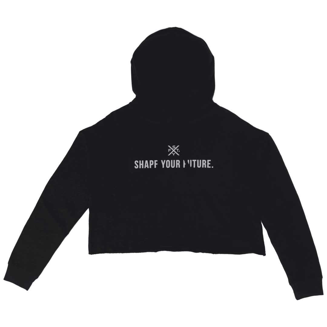 GRAPHIC CROP HOODIE - BLACK - Shape Your Future. Apparel