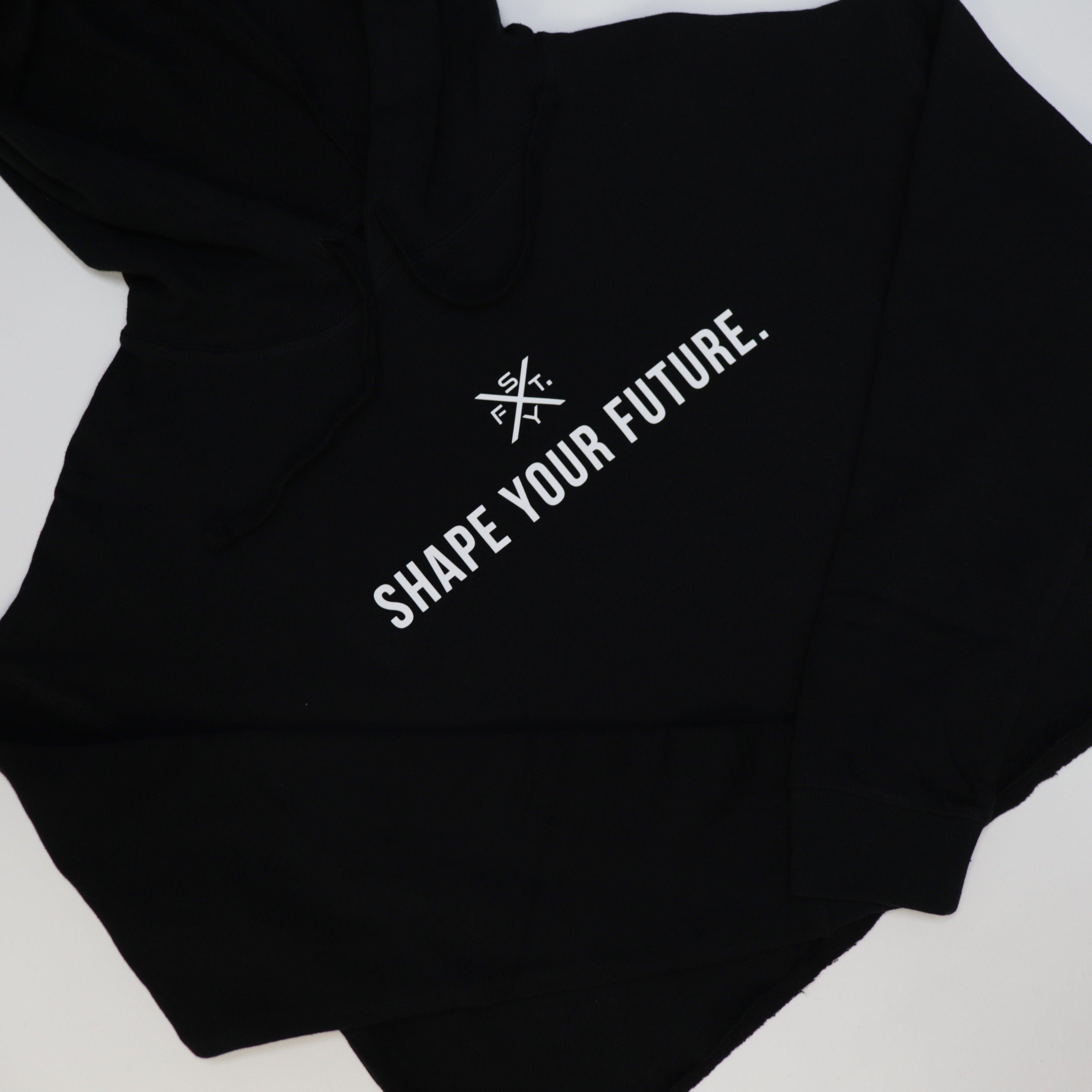 GRAPHIC CROP HOODIE - BLACK - Shape Your Future. Apparel