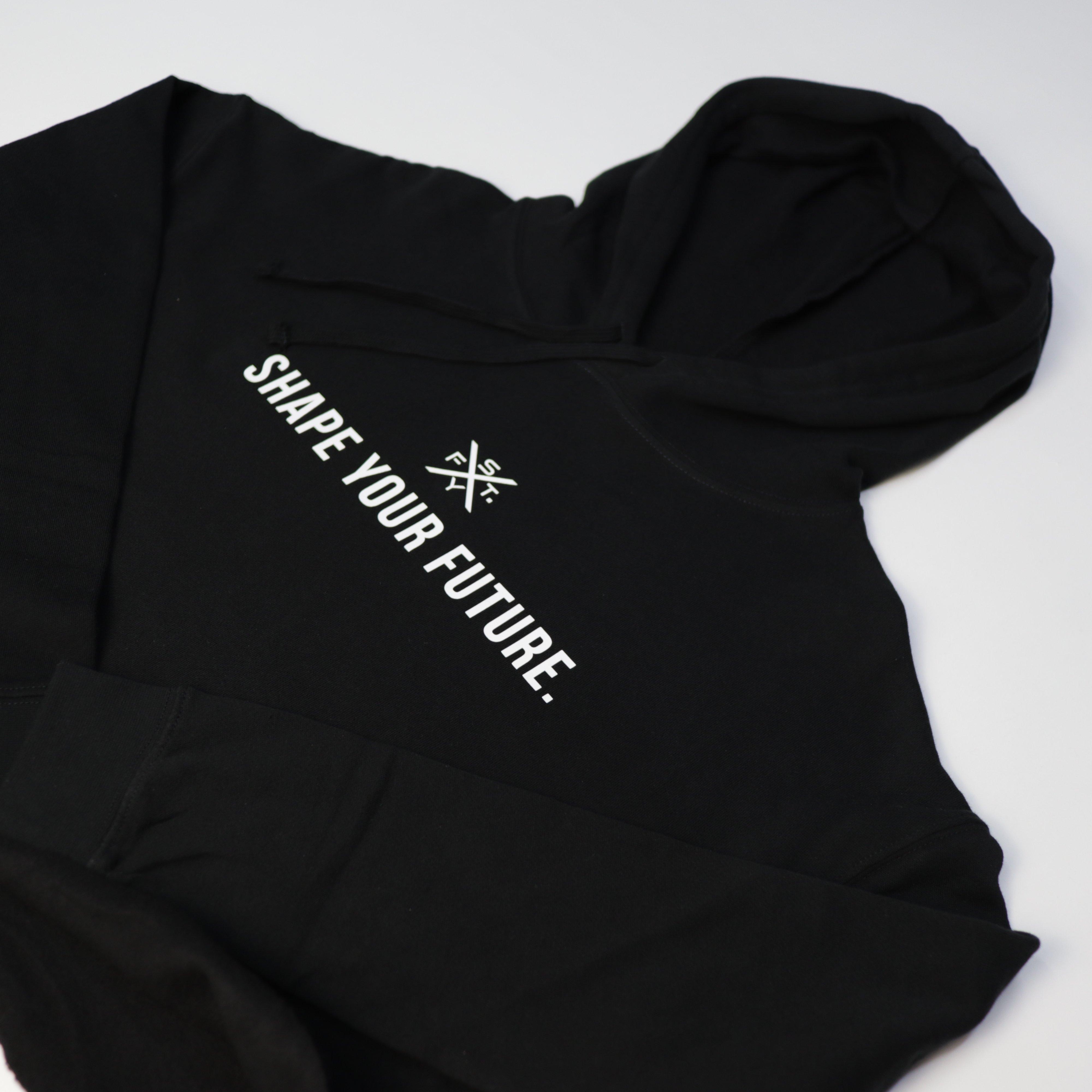 GRAPHIC CROP HOODIE - BLACK - Shape Your Future. Apparel