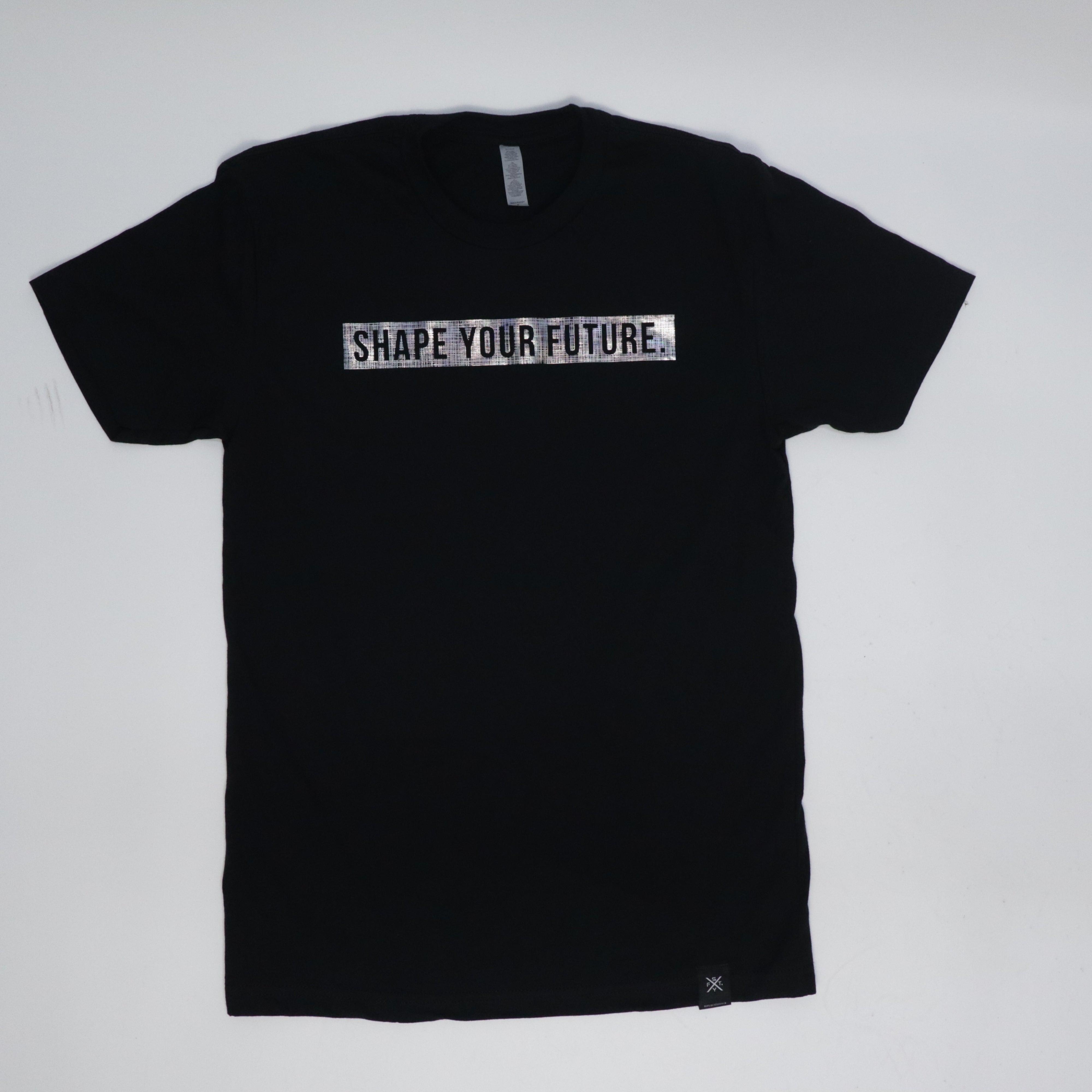 LINEN PRINT BLOCK INFILL TEE - BLACK - Shape Your Future. Apparel