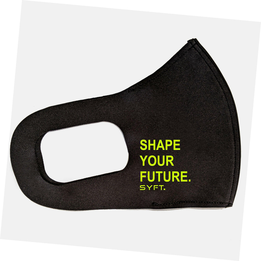 SHAPE YOUR FUTURE FACE MASK - BLACK/NEON YELLOW - Shape Your Future. Apparel