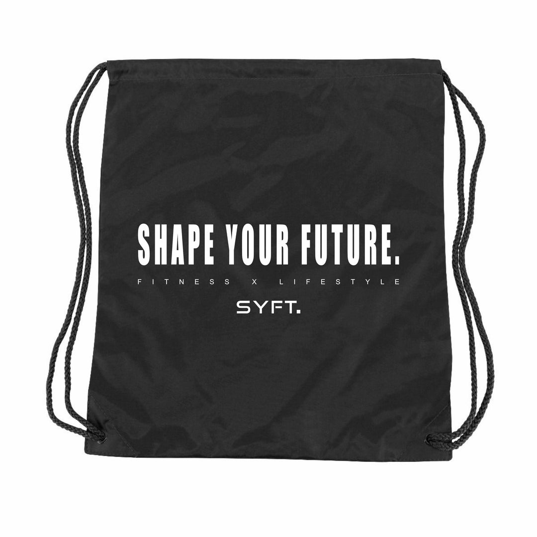 SHAPE YOUR FUTURE DRAWSTRING BACKPACK - BLACK - Shape Your Future. Apparel